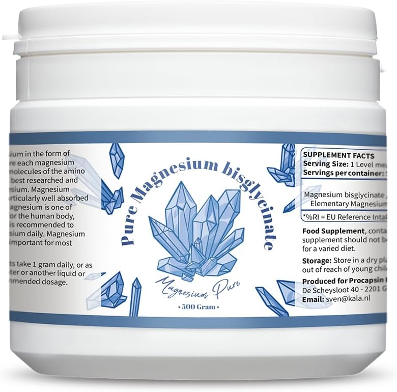 Reines Magnesium-Bisglycinat-Pulver - Bisglycinat 200mg Elemental Magnesium pro Gramm - Ohne Mag. Stearate (500)