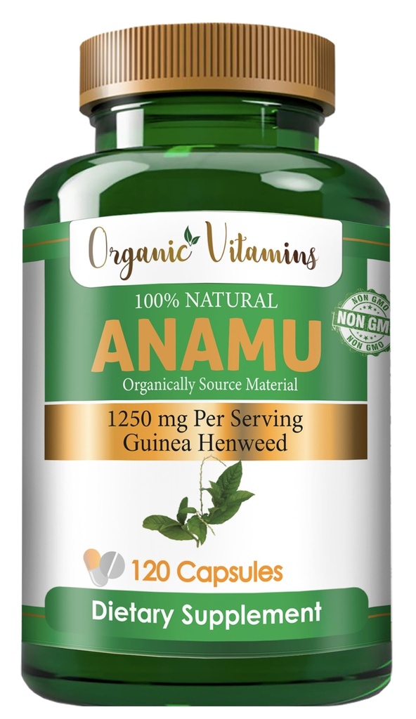 Vitamines organiques Anamu 1250mg 100% biologiquement cultivé 240 Capsules Total Pétiveria Allicea Vitamisan