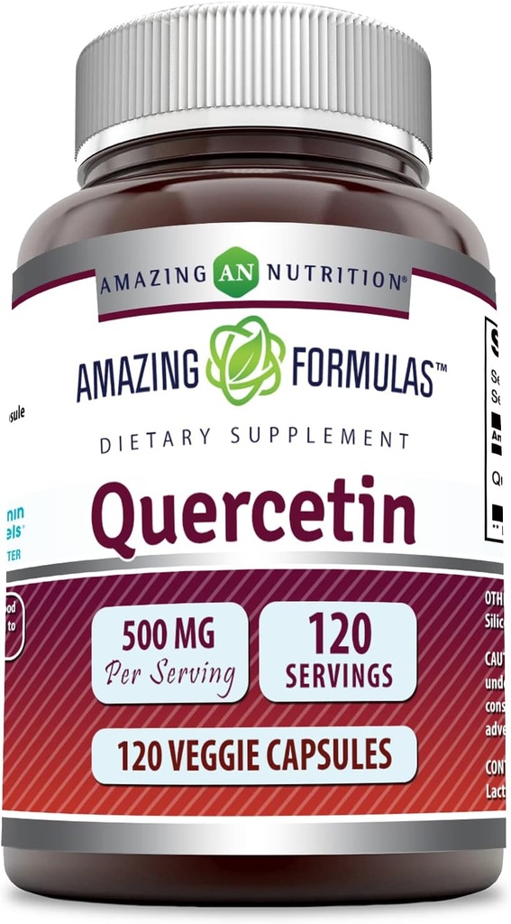 Erstaunliche Formeln Quercetin 500mg 120 Veggie Kapseln Ergänzung - Non-GMO - Glutenfrei - Unterstützt Gesamtgesundheit &amp; Wohlbefinden