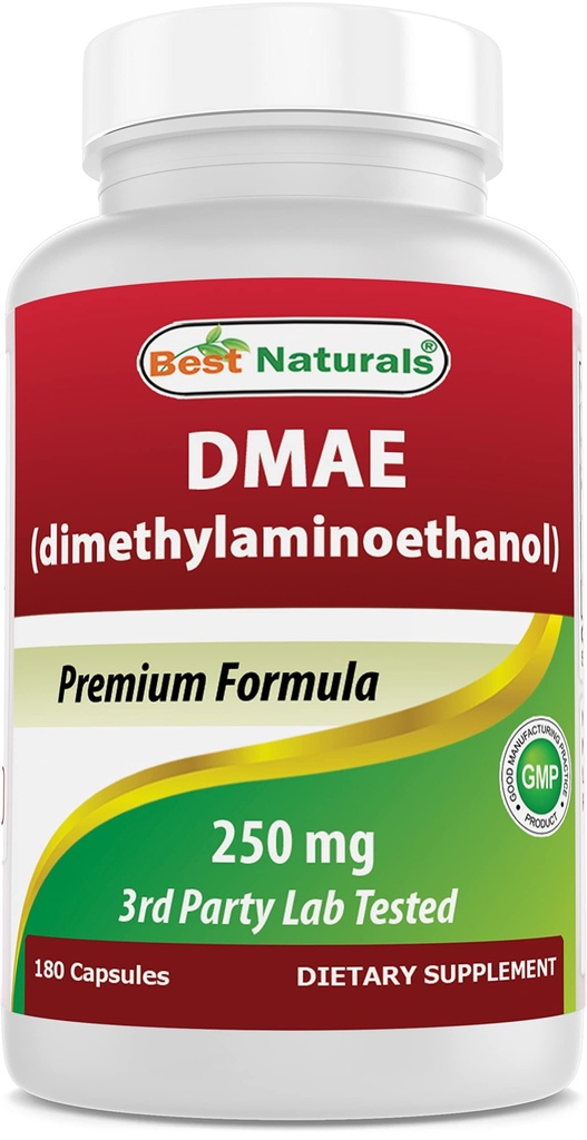 Best Naturals DMAE Supplement 250 mg 180 Kapseln - Dimethylaminoethanol Bitartrate