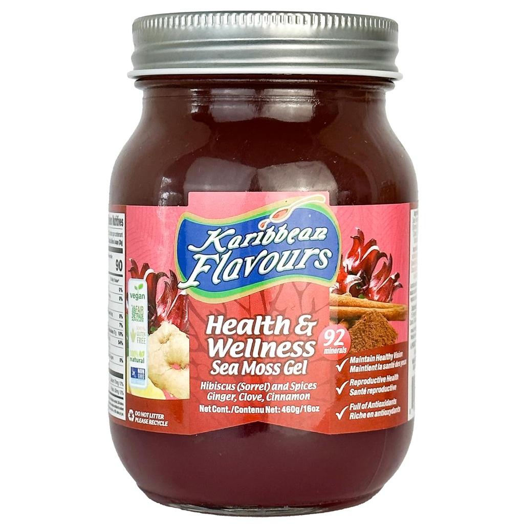Sea Moss Gel (Sorrel Hibiscus) 16 Oz. | Natural Raw Organic | Verpackt mit Vitaminen und Mineralien | Shelfbar | Ethisch geerntet