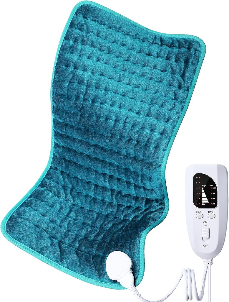Elektrische Heizkissen für Back/Shoulder/Neck/Knee/Leg-Pain Relief, 6 Schnelle Heizeinstellungen, Auto-Off, Maschinenwaschbar, Feuchte-Wärmeoptionen, Extra Large 12"x24"
