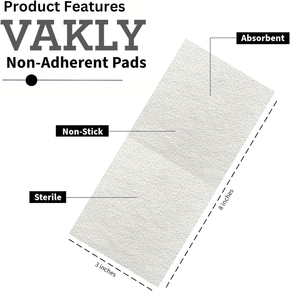Sterile nicht-Adherent 3x8 Gauze Pads - Dicke nicht-Stick Wound Dressing 3'''x8' Individuell versiegelt | Highly Absorbent Rechteck Bandage | Painless Entfernung (20)