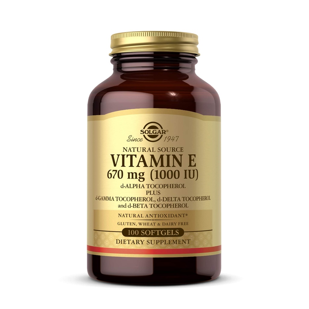 Solgar Vitamin E 670 mg (1000 IU), 100 Mixed Softgels - Natürliche Antioxidanz, Haut- und Immunsystemunterstützung - Natürliche Vitamin E - Glutenfrei, Milchfrei - 100 Servierungen