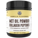 Poudre d'huile Keto MCT + Collagène + Fibre prébiotique Acacia, Vanilla Flavor, 16 oz. Poudre d'huile MCT de noix de coco. Collagène de la Fed d'herbe, parfait pour Keto, 0 Net Carb, Stevia, Erythritol, boisson en poudre