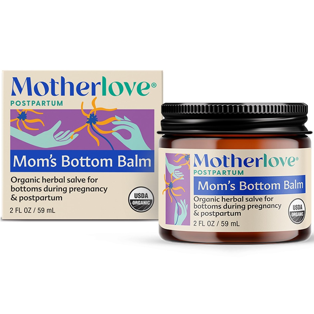Motherlove Mom's Bottom Balm (2 oz) Organic Herbal Salve w/Witch Hazel für Bottoms während Pregnancy & Postpartum —Non-GMO Salbe