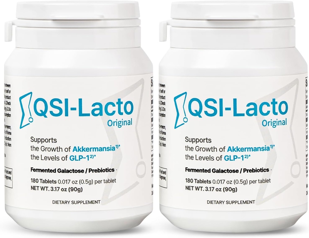 QSI-Lacto Original 2 packs, 180 portions, supporte naturellement l'élévation de niveau GLP-1, Galactose inclus, Gut Health, Prébiotiques, Chewable