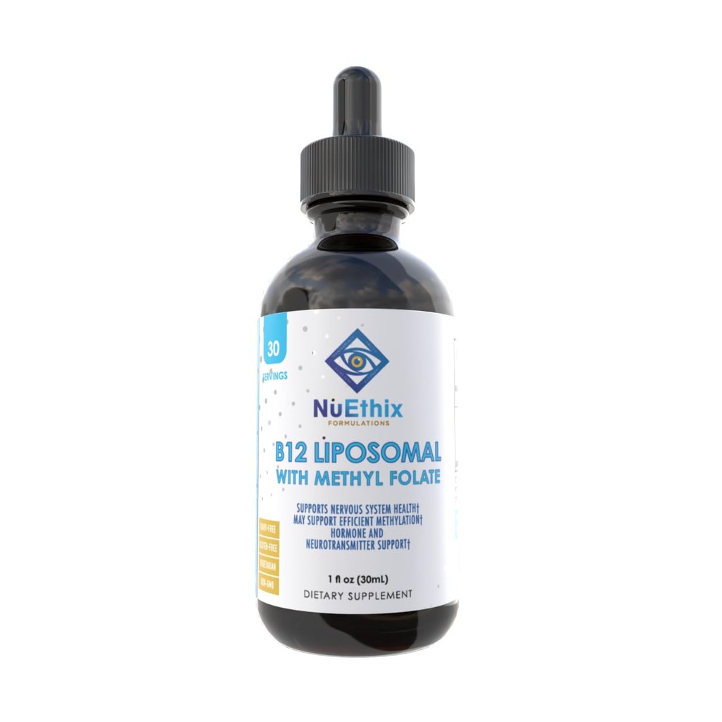 NuEthix Formulierungen B12 Liposomal mit Methyl Folate Nahrungsergänzung, Bioaktive B Vitamine, um einen optimalen Stoffwechsel zu unterstützen, 1 flüssige Unze, 30 Portionen