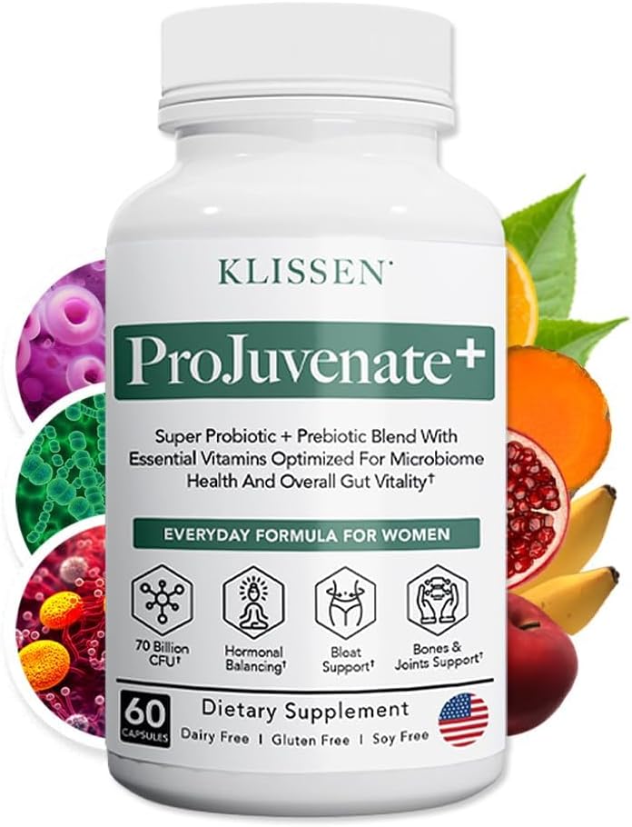 ProJuvenate+ Probiotic Weight Management for Women, soutient la santé gustative et digestive, aide avec le gonflement occasionnel, le métabolisme sain et le soutien immunitaire, 70 milliards CFU et prébiotiques (60 comte)