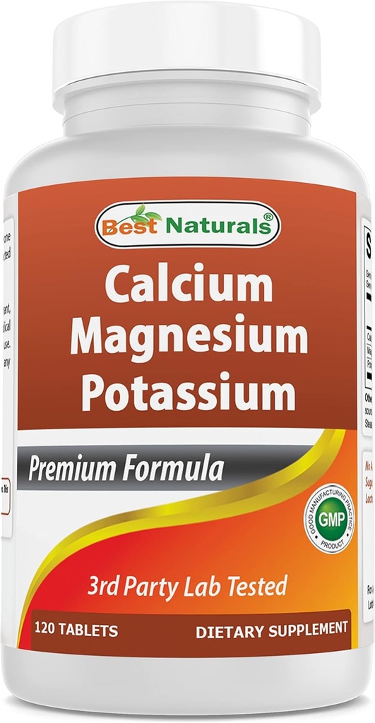 Meilleurs potassium de magnésium de calcium naturels - 120 comprimés - sans OGM et sans gluten