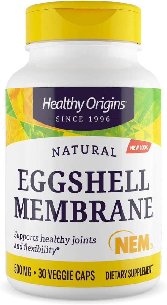 Origines saines Membrane de coquille d'oeuf 500 mg (NEM, non-OGM, sans gluten, soutien interarmées), 30 capsules de légumes