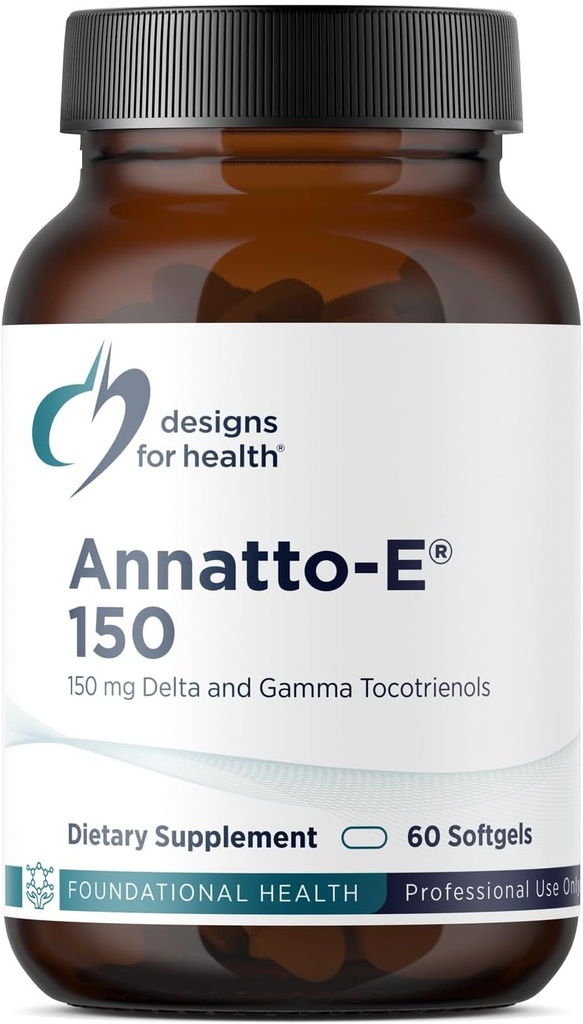 Designs für Gesundheit Annatto-E 150mg Tocotrienols - DeltaGold Vitamin E Complex Supplement mit Delta + Gamma Tocotrienols - Herz-Kreislauf-, Gesunde Alterung + Antioxidantienunterstützung - Non-GMO (60 Softgels)