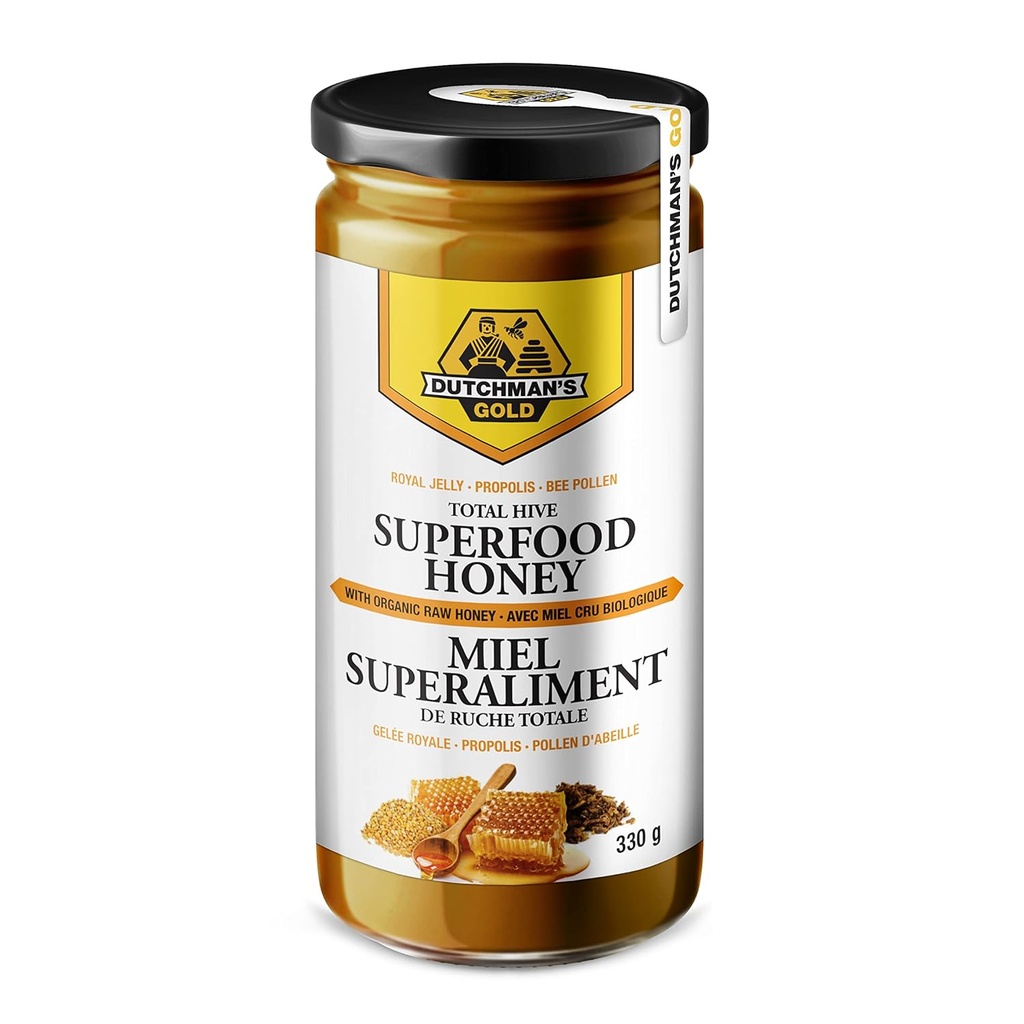 Total Hive Superfood Honey - avec miel cru, Royal Jelly, Propolis, Bee Pollen, Ginseng