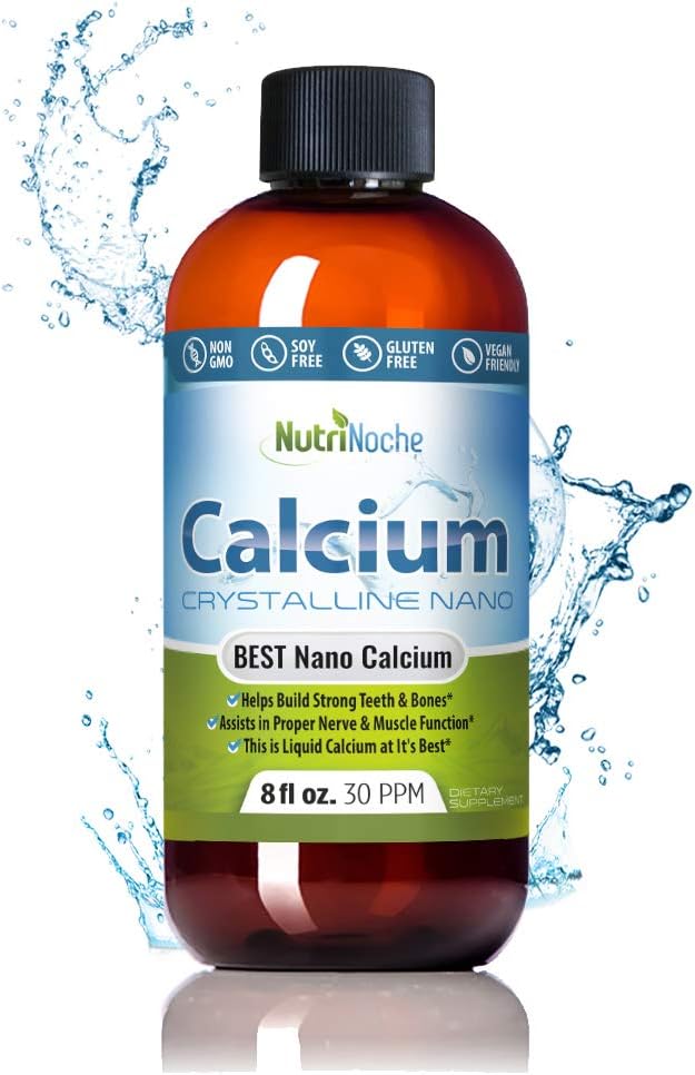 NutriNoche Liquid Calcium Supplement - 99,99% Ultra Pure Crystalline Nano Calcium für Frauen, Männer & Kinder - Calcium Citrate Alternative - Absorbiert auf einer zellulären Ebene Sublingual - 30 ppm