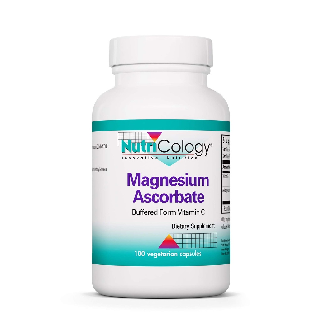 Nutricology Magnesium Ascorbate Supplement - 1000mg Gepuffertes Vitamin C, Immununterstützung, Magnesiumpulver, vegetarische Kapseln - 100 Count