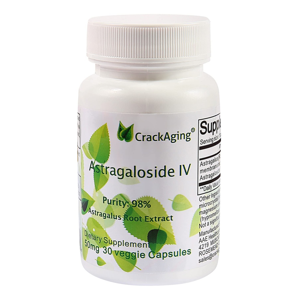 Crackaging-Super-Absorption Astragalosid IV 98% 50mg 30 Kapsel Anti-Aging DNA Cell Telomere Astragalus Root Supplements