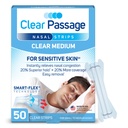 Bandes nasales Moyennes, claires, 50 ct.-ct. Fonctionne instantanément pour améliorer le sommeil, réduire le ronflement et soulager la congestion nasale due aux rhumes et aux allergies
