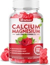 Calcium Magnesium Zink mit Vitamin D3 Supplement, Zucker freie Calcium-Gummi für Frauen Männer, hohe Absorption Zink-Gummien für Knochen & Muskel & Immun Gesundheit, Vegan Himbeer Geschmack - 60 Zähler