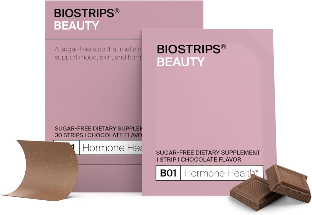 BIOSTRIPS® Hormon-Gesundheitsstreifen für Frauen | Sugar-Free Daily Hormon Balance mit Vitex, Maca, Ginseng, Suntheanine® | PMS Unterstützung, Hormonelle Akne, Perimenopause Ergänzungen Frauen | Vegan, 30 Ct