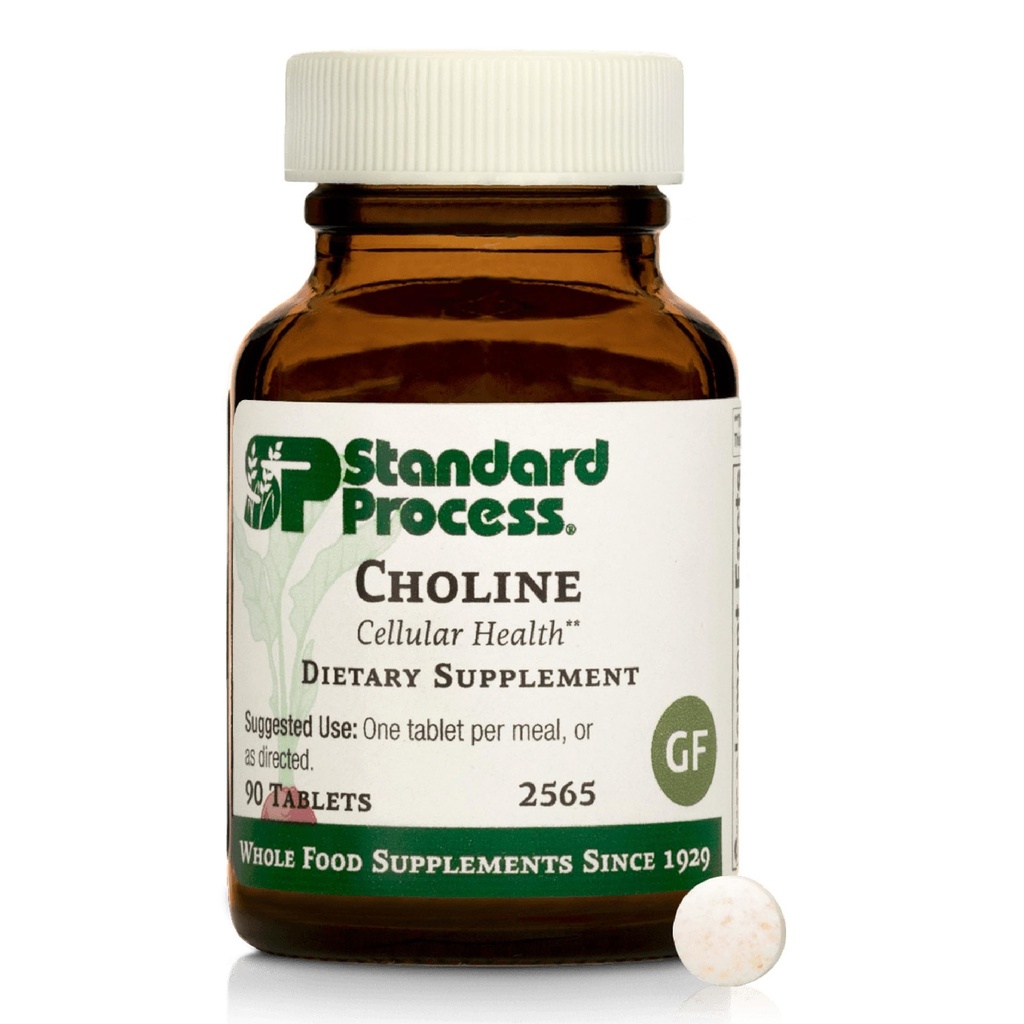 Standard Process Choline - Supports Healthy Fat Metabolism, Liver Health & Nervous System Function - Gluten-Free, Non-Dairy & Vegetarian -180 mg, 90 Tablets
