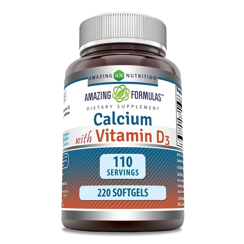 Formules étonnantes Calcium avec supplément vitamine D3 220 Softgels