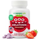 Enfants Melatonine 1 mg Chewable with L theanine, Camomile and Lemon Balm Extract Tablettes à mâcher - Saveur de baie naturelle - pour aider les enfants à tomber et à dormir - 120 Chewables