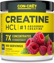 KON-CRET Kreatin HCI Pulver | Muskel, kognitiv, Cellular Energy Support | Keine Bloating oder Cramps | USA Made & NSF Zertifiziert | Raspberry (100 Servieren)