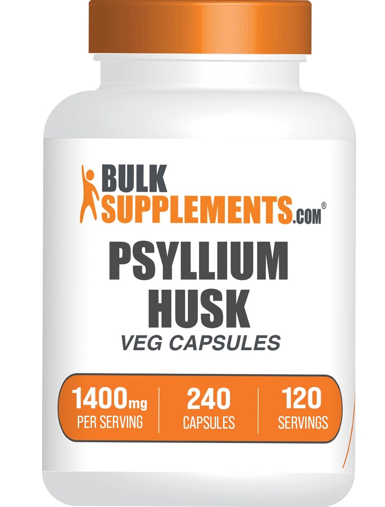 BulkSupplements.com Psyllium Husk Kapseln - Psyllium Supplement, Psyllium Husk Fiber - Vegan & Glutenfrei, 240 Veg Kapseln (Pack von 1)