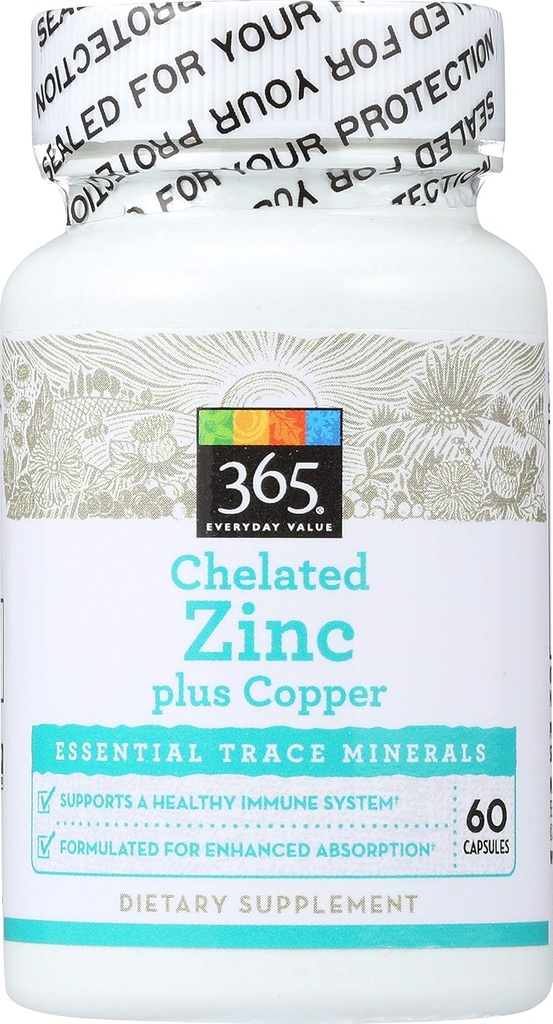 365 von Whole Foods Market, Chelat Zink plus Kupfer, 60 ct