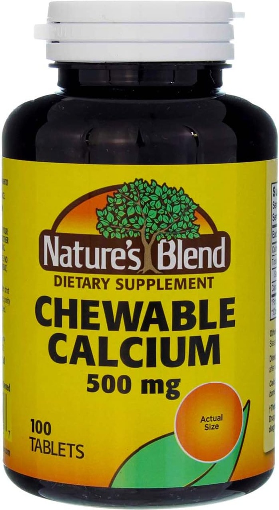 Nature's Blend Kaubares Calcium 500 mg, 100 Tabletten (Pack von 3)