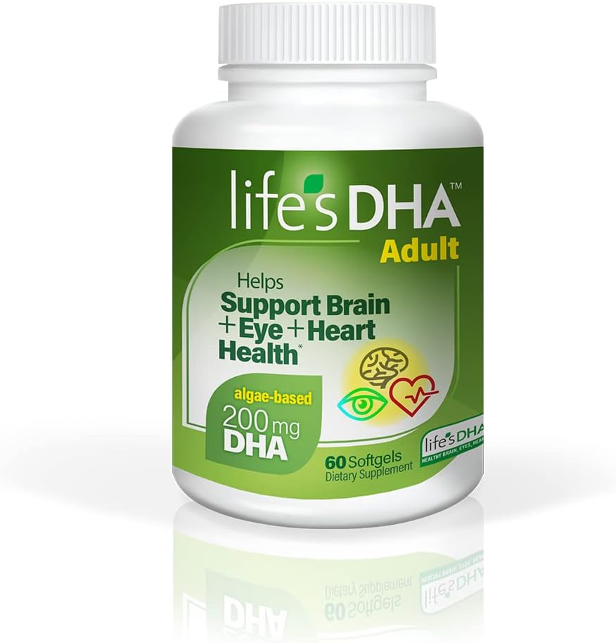 Das DHA All-Vegetarian DHA Nahrungsergänzungsmittel unterstützt eine gesunde Gehirn, Augen & Herz, Non-GMO Von nachhaltiger Pflanzenquelle 200 mg DHA Omega-3 60 Softgels