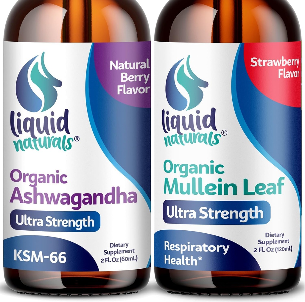 Wellness LABSRX Mullein Blatt Tropfen für Lungen, 2 Fl. Oz - Ashwagandha Tropfen 2000mg