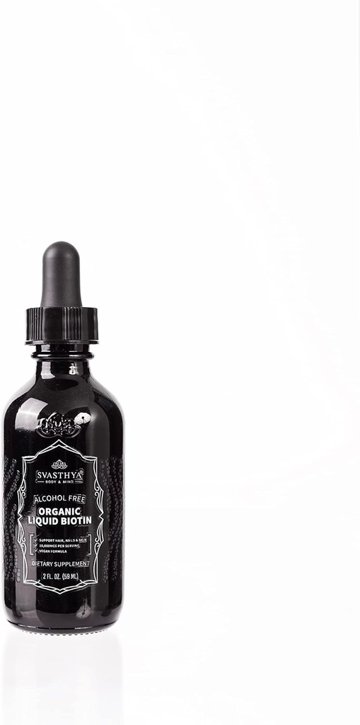 Svasthya Body & Mind Organic Liquid Biotin Tropfen für starkes Haarwachstum - Vitamin B Complex für Damen - Natürliche Haarwachstumsergänzung