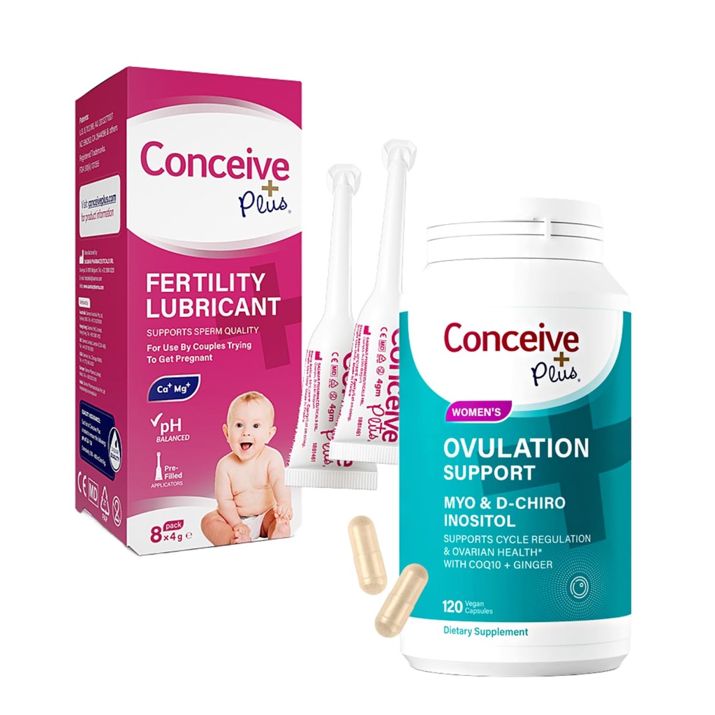 Conceive Plus Fertility Lubricant 8 x 4 Gramm Applicators und Ovulation Unterstützung Inositol Supplement 120 Count Bundle