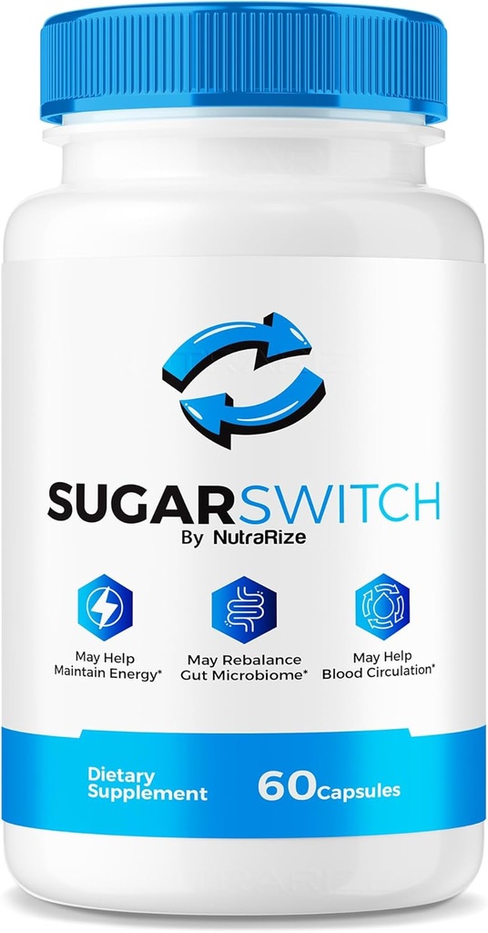 NutraRize Pilules d'interrupteur à sucre, Capsules officielles d'interrupteur à sucre, Formule de sang tout naturel pour les niveaux sains, Sucre Switch 24 supplément, Sucre Switch 2 Pectines Avis (60 Capsules)