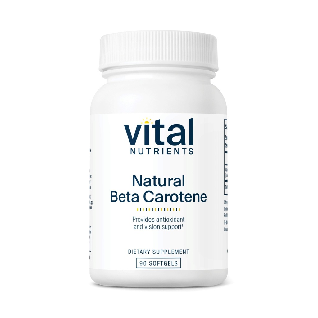 Vital Nährstoffe Natürliche Beta Carotene 25.000IU | Präcursor zu Vitamin A | High-Dose Antioxidant | Vision, Haut und Gesundheit Unterstützung | Gluten, Dairy, Soy Free | 90 Softgels