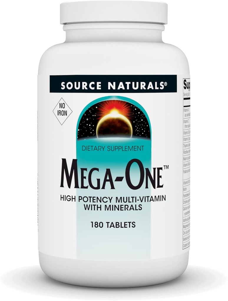 Quelle Naturals Mega-One Muti-Vitamin mit Mineralien, kein Eisen - 180 Tabletten