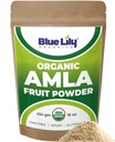 Blue Lily USDA Poudre d'amla biologique (Amalaki/Indian Gooseberry) 16oz (1lb) Sac de Kraft refermable, 100% poudre de baies d'amla pure, riche en vitamine C antioxydante, soutient un système immunitaire sain