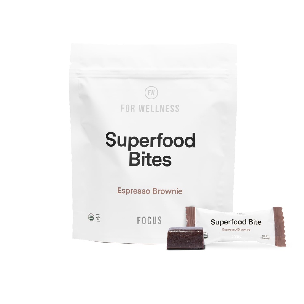 Für Wellness Superfood Focus Bites (10 Count), Cocoa Espresso Brownie – Reduziert Fatigue, verbessert Verdauungs- und Unterstützungs Gehirnfunktion