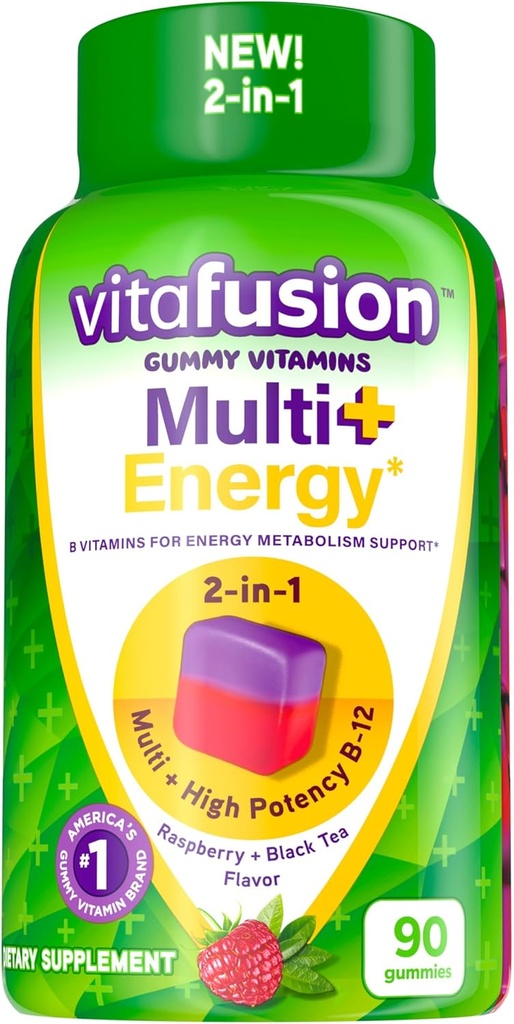 Vitafusion Multi + Energy* Gummy Vitamine, Enthält B Vitamine, um Energie Metabolismus zu unterstützen*, 90 Zähler