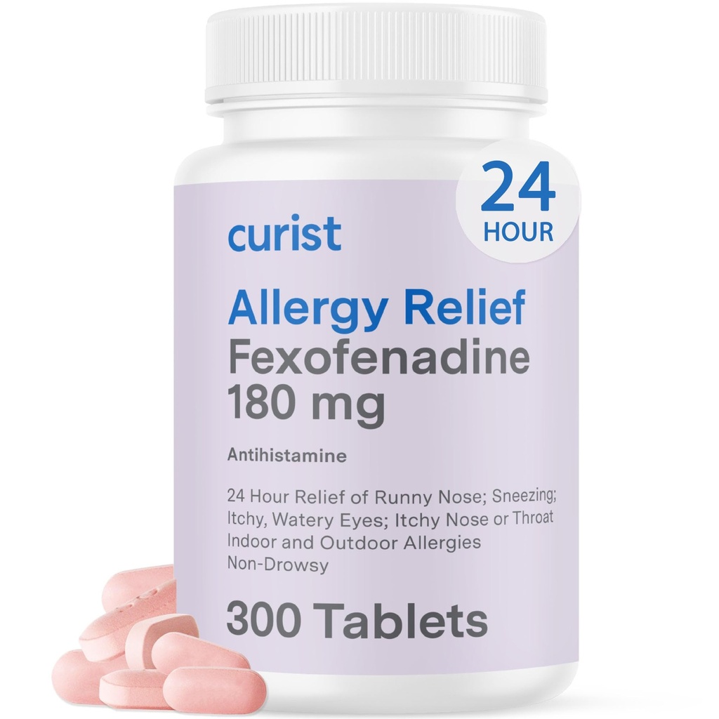 Curist Fexofenadine Hydrochlorid 180mg (300 Tabletten) - 24 HR Antihistamin Allergy Relief Tabletten (300 Zähler) All Day Strength Generic Fexofenadine Bulk Non Drowsy Allergy Relief