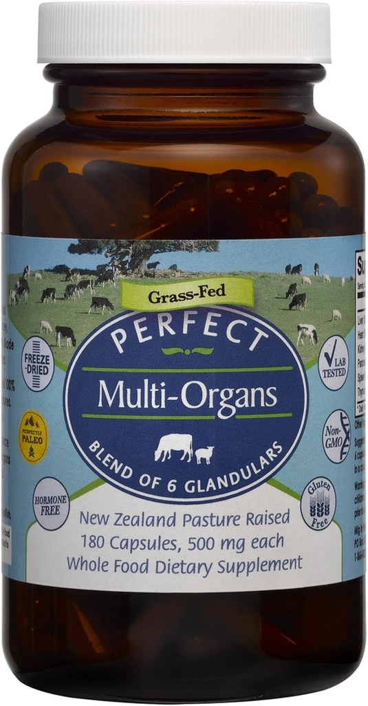 Perfekte Ergänzungen - Perfekte Multi-Organe – 180 Kapseln – Eine Mischung aus 6 synergistischen Glandularen – 100% Freeze Dried & Hormone Free – Neuseeland Weide Raised