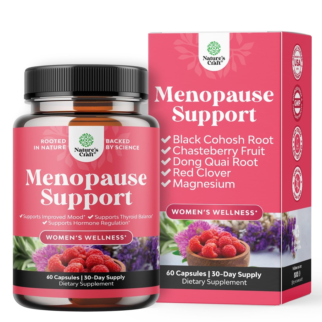 Vollständige Kräuter Menopause Ergänzung für Frauen - weibliche Hormon Balance Kapseln für Nacht Sweats Hot Flashes & Mood Swings mit Dong Quai, Chaste Berry & Black Cohosh Root - 60 Count Pack
