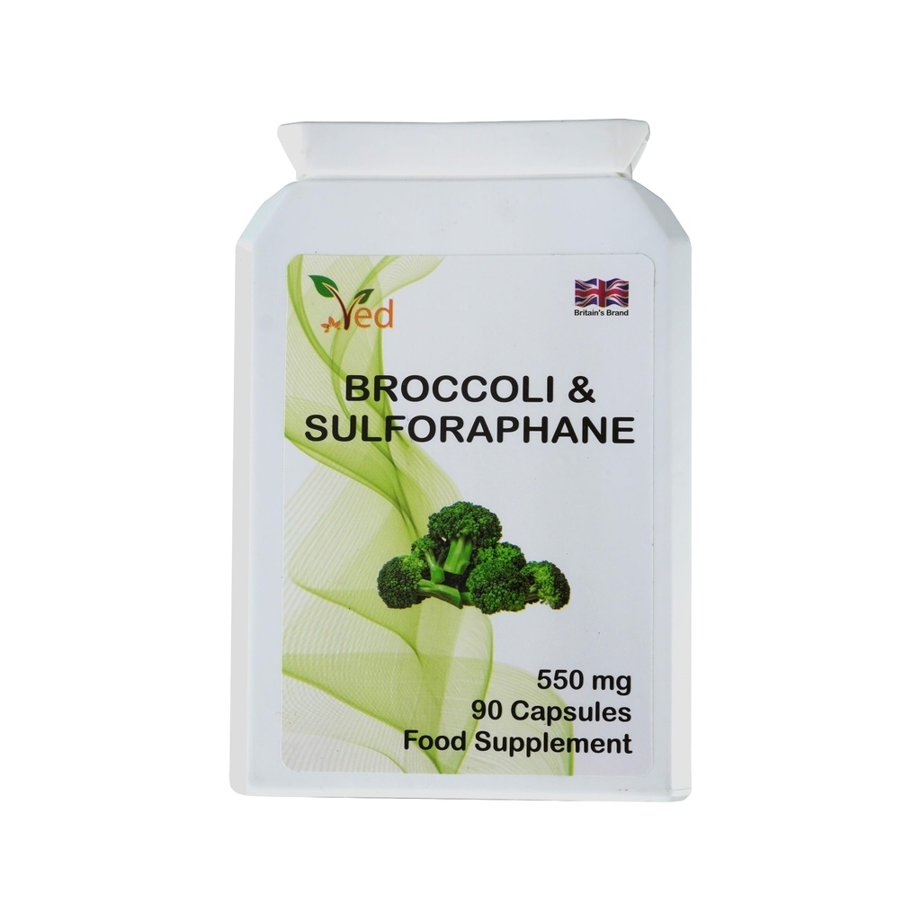 Ved Broccoli Sulforaphane, Broccoli Pulver Reich an Vitaminen und Mineralien, 550 mg 90 Kapseln (45 Tage Versorgung)