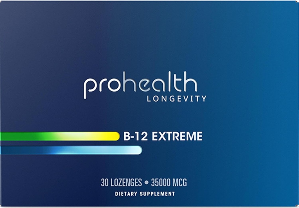 ProHealth Vitamin B 12 Extreme- 35.000 mcg Mega Dose, 7 X Stärke (30 Sublingual Dissolvable Tablets) Extra Strength, B 12 Vitamin, Methylcobalamin, Dibencozide, Cyanocobalamin, Hydroxocobalamin