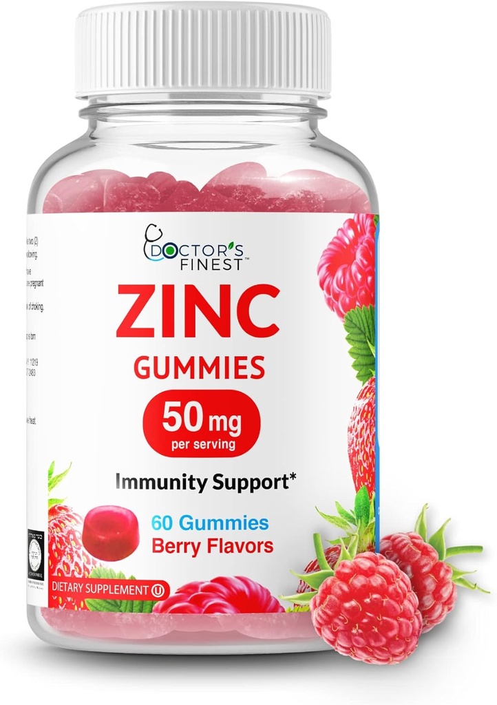 Zinc 50mg Gummis – Vegetarisch, GMO Free & Gluten Free Vitamin – Great Tasting Berry Flavor Pectin Chews – Erwachsene Nahrungsergänzung – 60 Count [30 Doses]