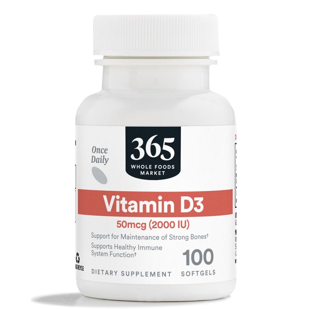 365 von Whole Foods Market, Vitamin D3 Softgels, 2000 IU, 100 CT
