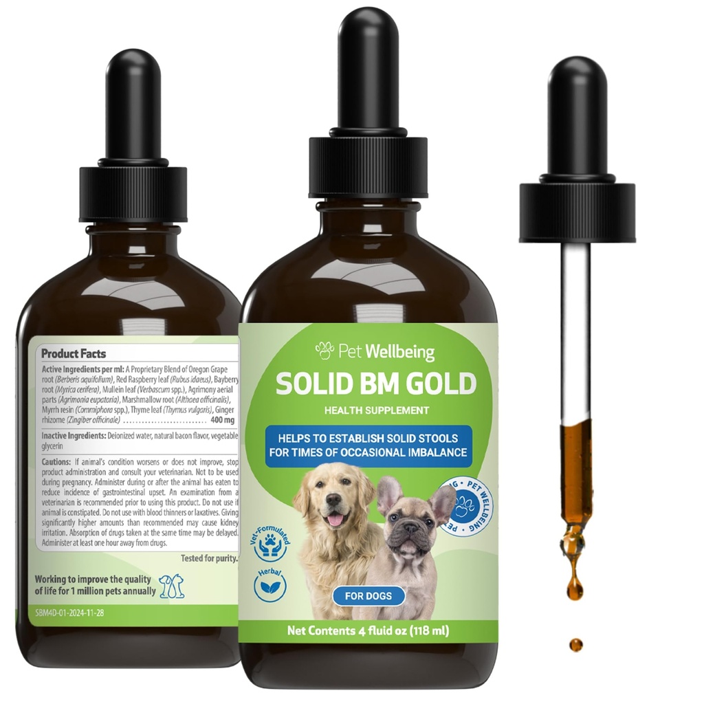 Pet Wellbeing BM Tone-Up Gold für Hunde & Katzen - Unterstützt gesunde Verdauungsfunktion, Solid Stools, normale Bowel Bewegungen, Bayberry - Veterinarian-Formulierte Kräuterergänzung 4 oz (118 ml)