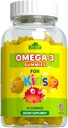 ALFA VITAMINS Omega 3 Kids Gummis, unterstützt Gehirnentwicklung, Herzgesundheit & Vision, einfach zu kauen, Omega 3 Ergänzung für Kinder, Orange Flavored, Kein Fischgeschmack, 3 Gummis täglich, 60 Gummies