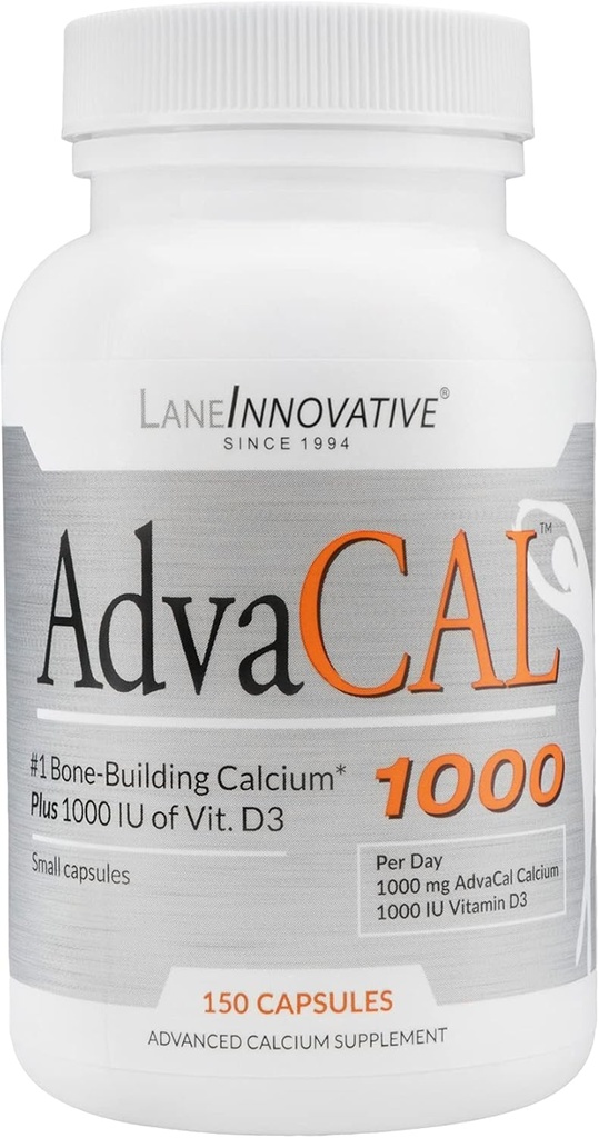 Lane Innovative - AdvaCAL 1000, Fortgeschrittene Kalzium-Ergänzung, einfach zu schlucken Extra Small Capsule, unterstützt erhöhte Knochendichte (50 Servierungen)
